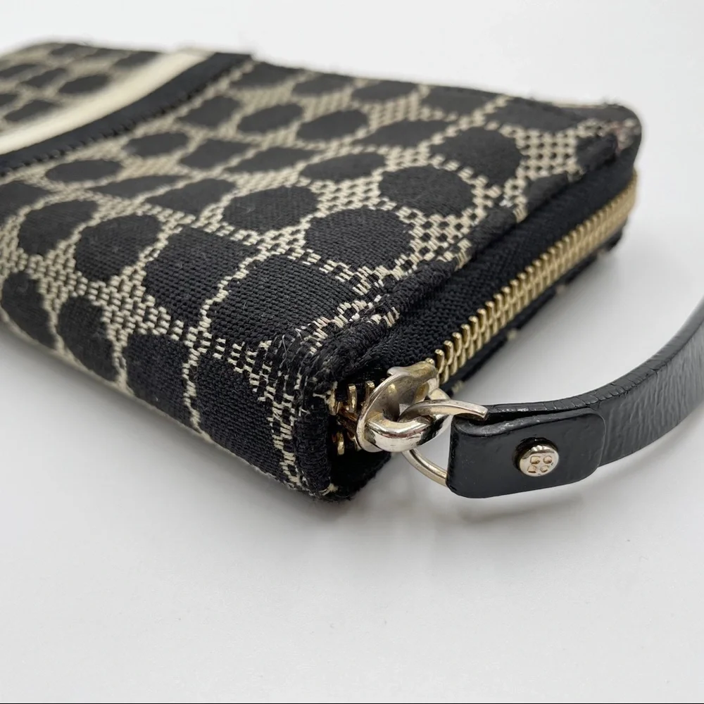 Kate Spade Classic Noel Neda Black Cream Canvas Zip Around Wallet - Picture 11 of 14